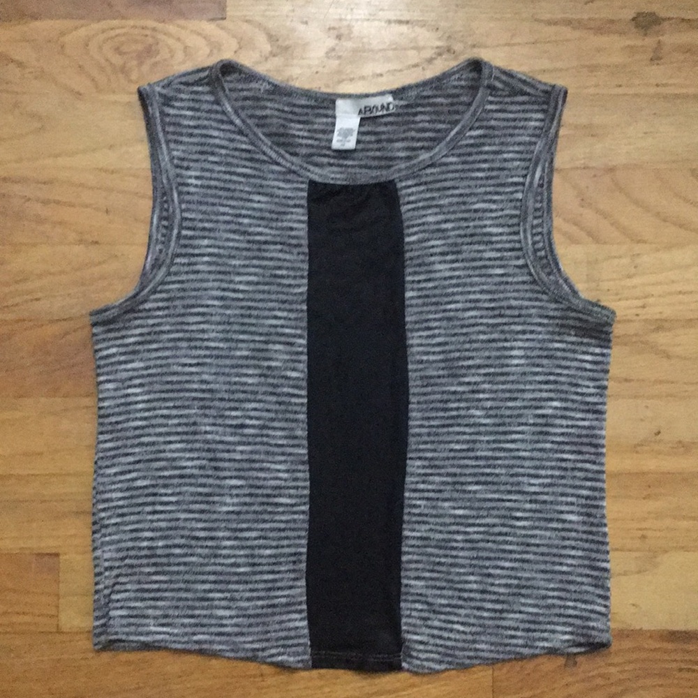 Abound Gray & Black Striped Sleeveless Tank